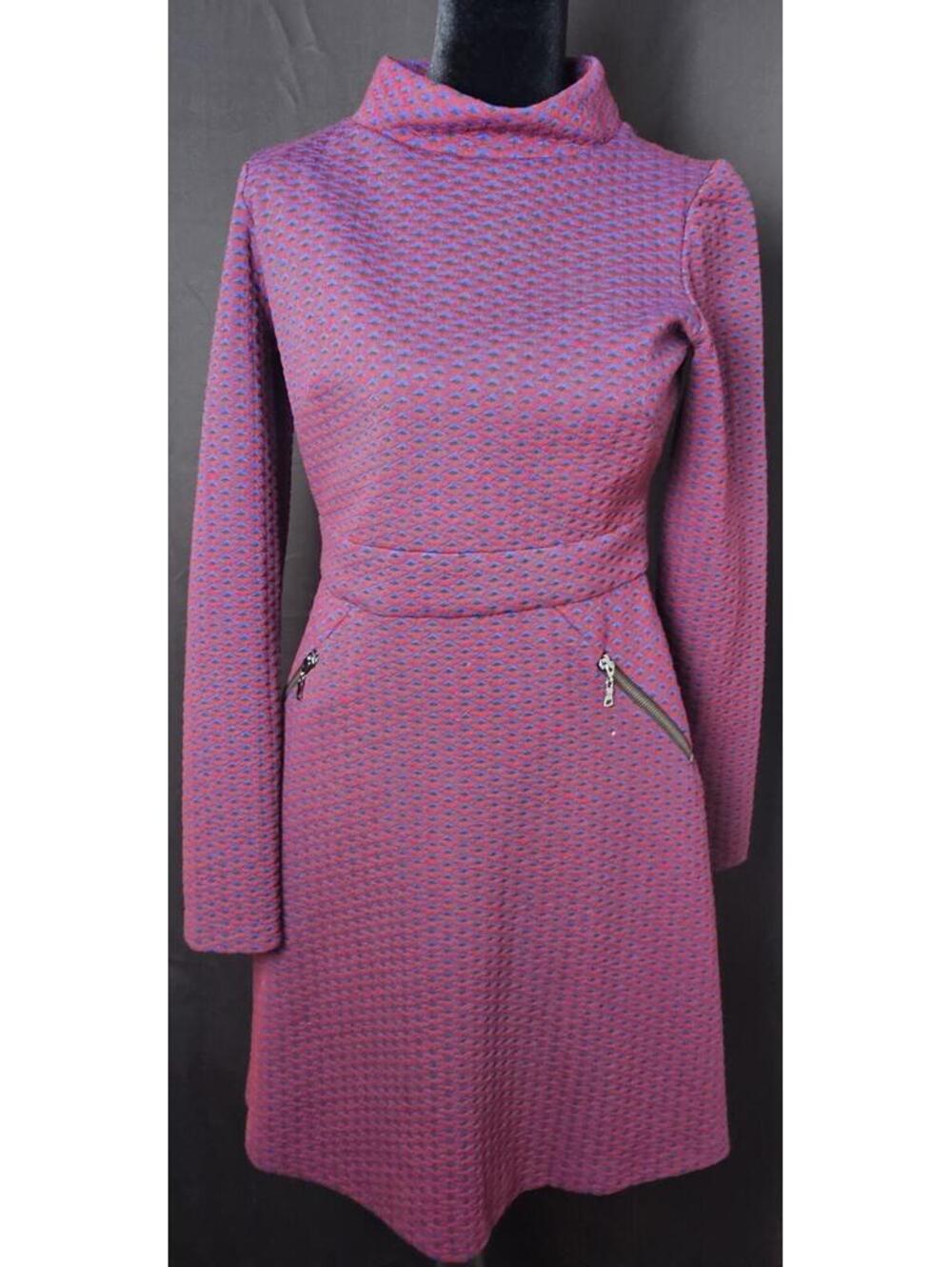 Maggy London Dress Pink  Womens Size 4 Cowl Neck Zip Pockets